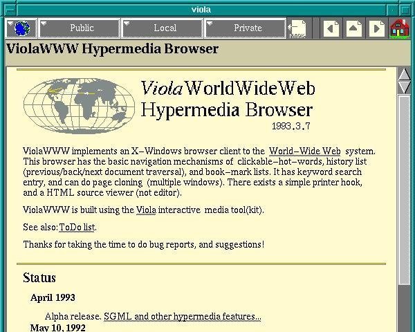 Screenshot of ViolaWWW browser