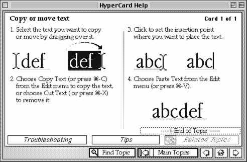 Screenshot of HyperCard help stack