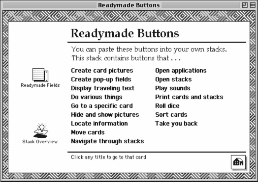 Screenshot of readymade buttons stack